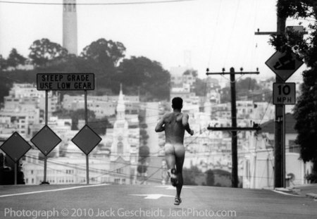 Coit Tower, SF naked runner