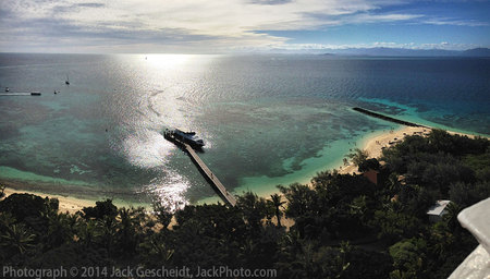 view from lighthouse of Amedee Island ferryboat dock